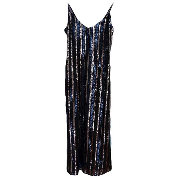 Maeve Sleeveless Sequin Stripe Midi Dress Size S - Picture 4 of 12
